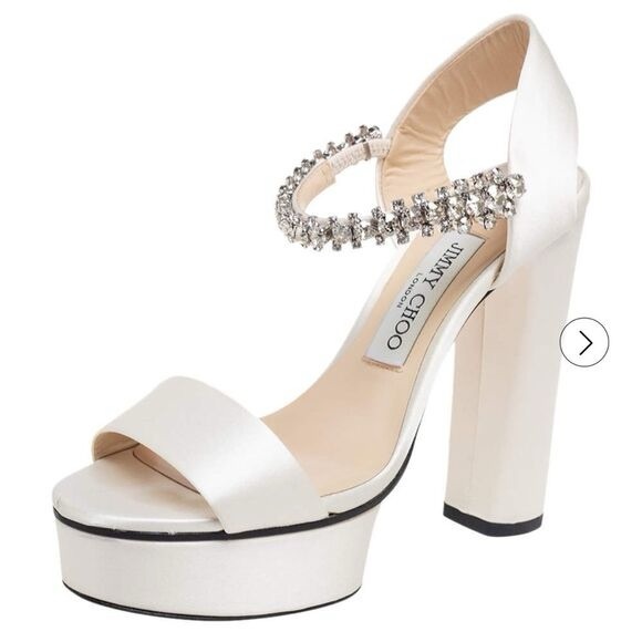 Jimmy Choo Shoes - Jimmy Choo Ivory Heels with Crystal Accents